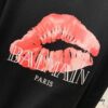 BALMAIN Red Lip Print Round Neck Short Sleeve T-Shirt 260g