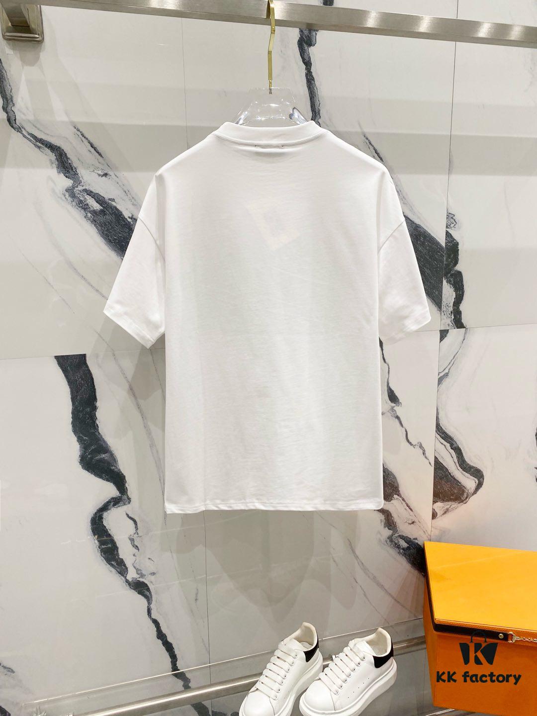 BALMAIN 260g Crew Neck Short Sleeve T-Shirt with Brand Overlapping Letter Print Logo Design