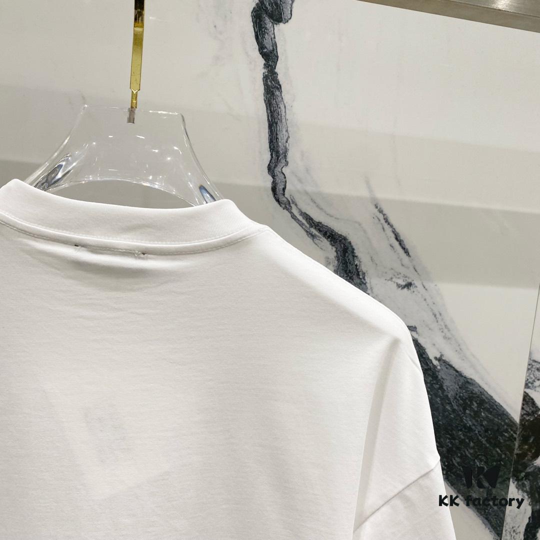 BALMAIN 260g Crew Neck Short Sleeve T-Shirt with Brand Overlapping Letter Print Logo Design