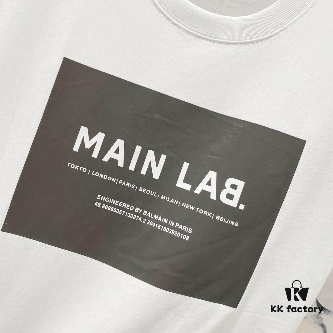 BALMAIN 260g Crew Neck Short Sleeve T-Shirt with Brand Overlapping Letter Print Logo Design