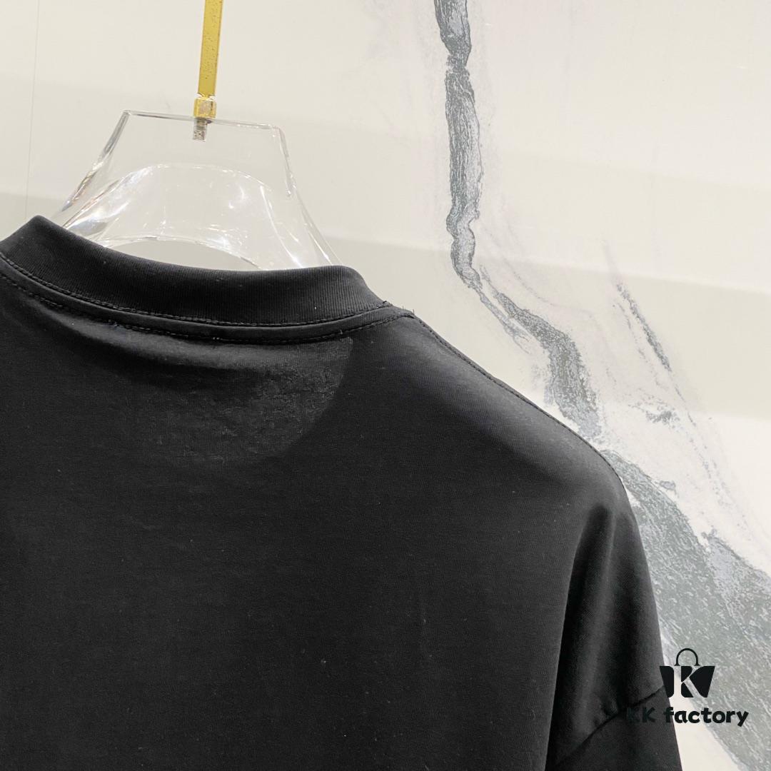 BALMAIN 260g Crew Neck Short Sleeve T-Shirt with Brand Overlapping Letter Print Logo Design