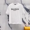 BALMAIN Men's 260g Crew Neck Short Sleeve T-Shirt with Brand Letter Flocked Shadow Print Logo