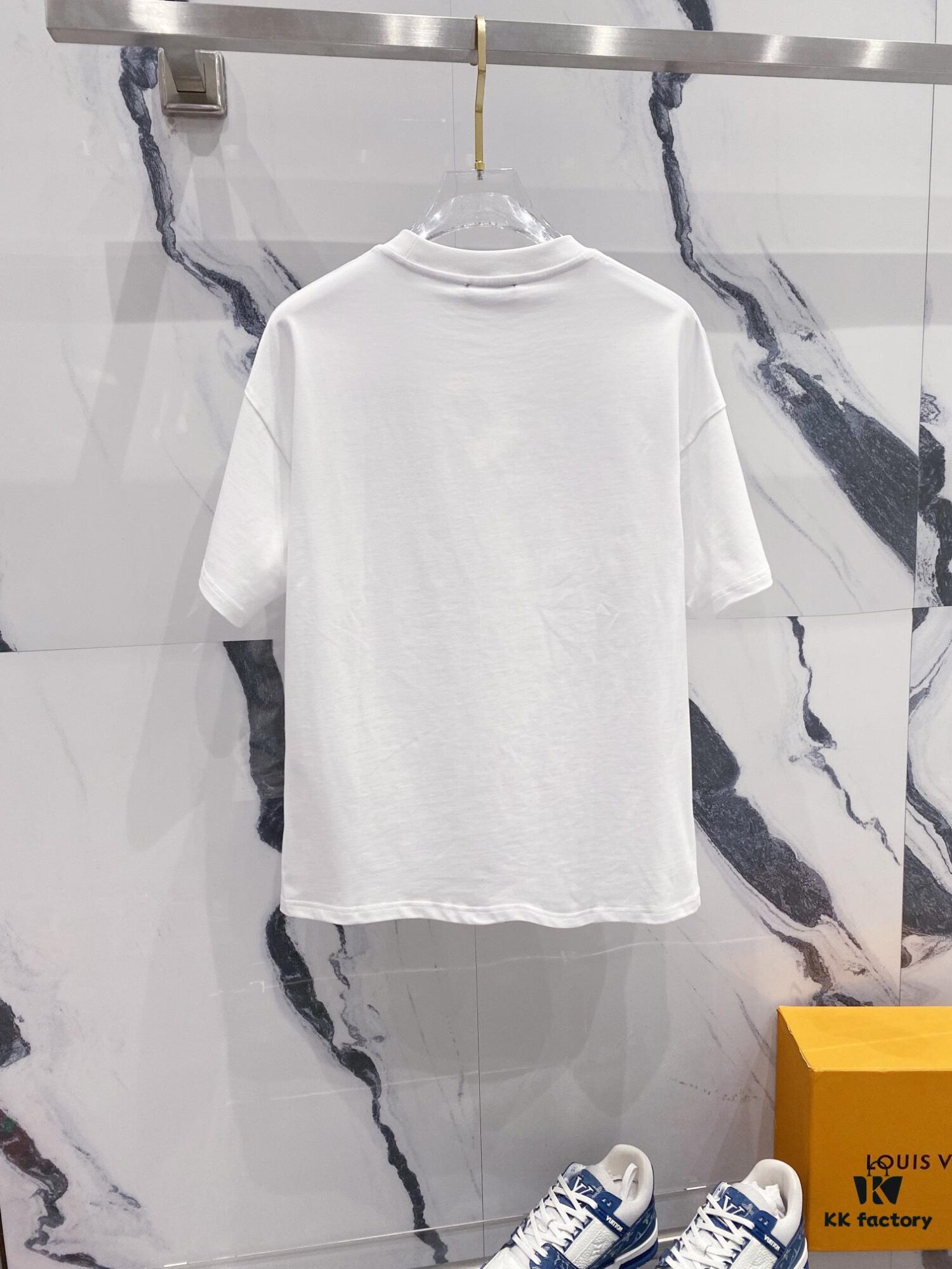 BALMAIN Men's 260g Crew Neck Short Sleeve T-Shirt with Brand Letter Flocked Shadow Print Logo