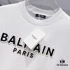 BALMAIN Men's 260g Crew Neck Short Sleeve T-Shirt with Brand Letter Flocked Shadow Print Logo