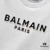 BALMAIN Men's 260g Crew Neck Short Sleeve T-Shirt with Brand Letter Flocked Shadow Print Logo