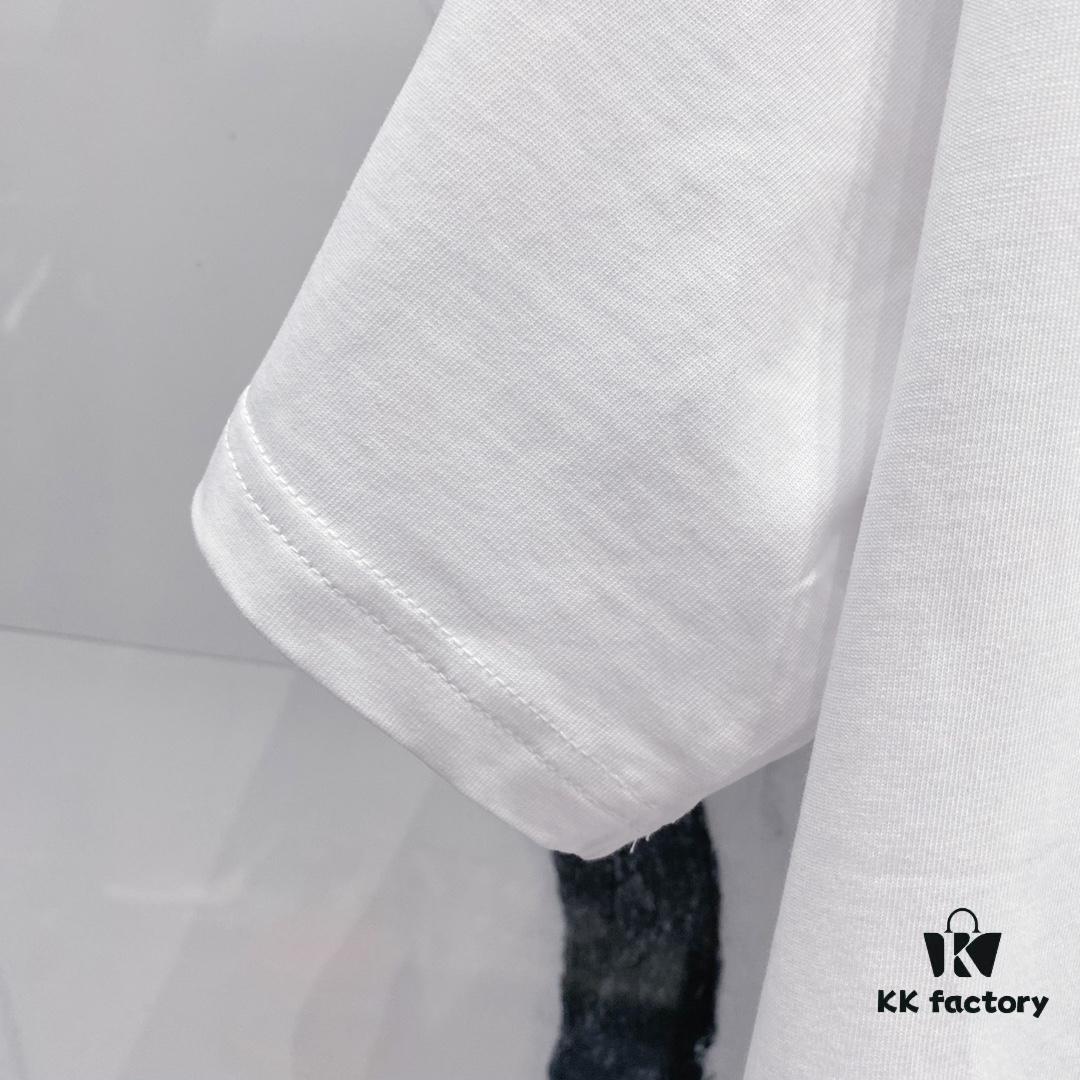 BALMAIN Men's 260g Crew Neck Short Sleeve T-Shirt with Brand Letter Flocked Shadow Print Logo