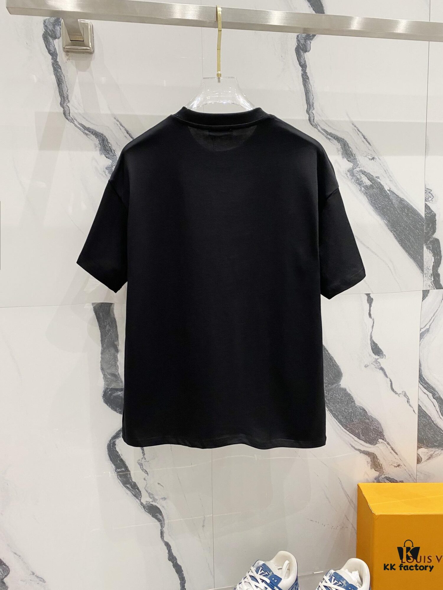 BALMAIN Men's 260g Crew Neck Short Sleeve T-Shirt with Brand Letter Flocked Overlapping Logo Print