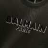 BALMAIN Men's 260g Crew Neck Short Sleeve T-Shirt with Brand Letter Flocked Overlapping Logo Print
