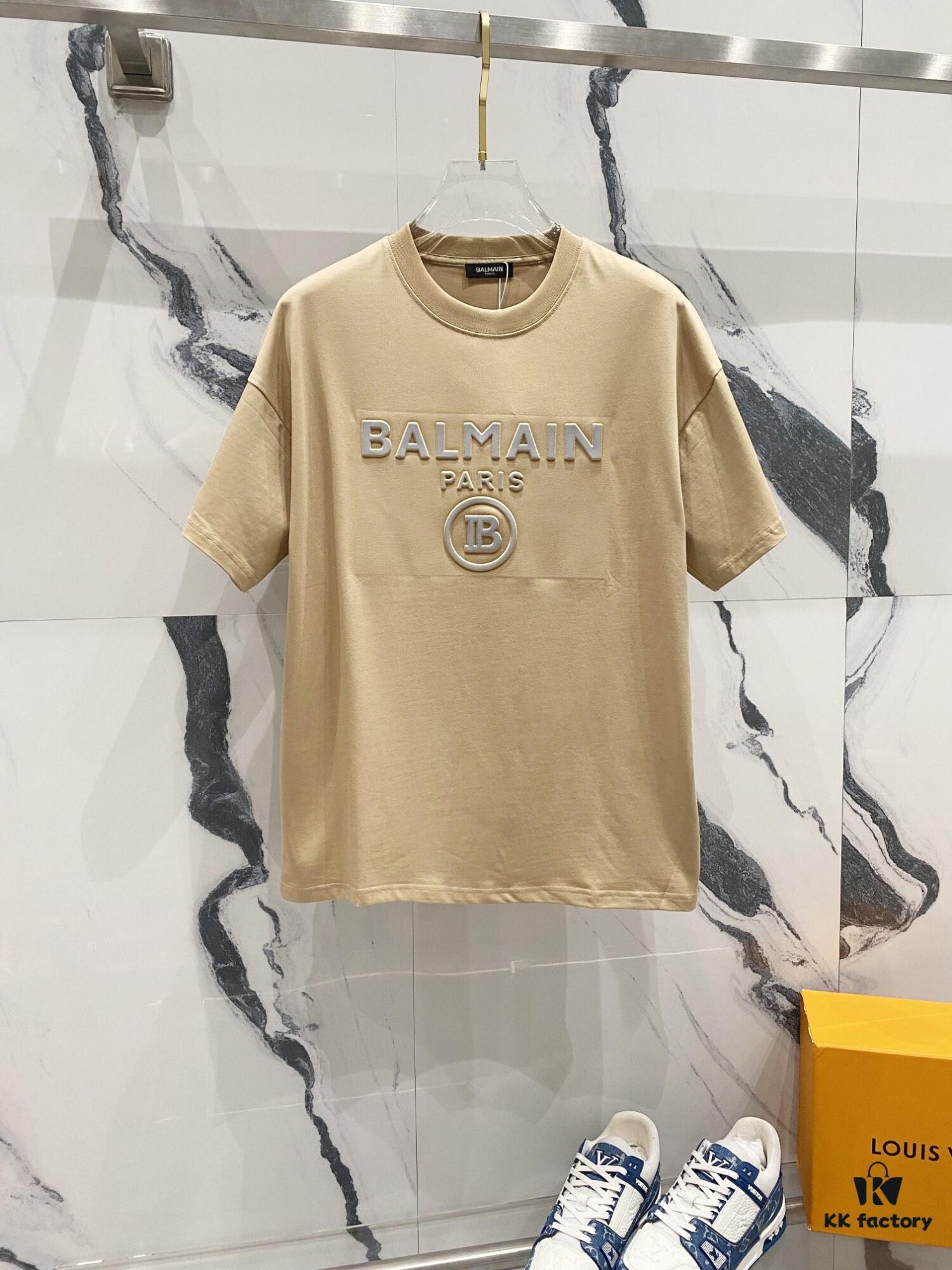 BALMAIN 260g Crew Neck Short Sleeve T-Shirt with Reflective 3M Logo