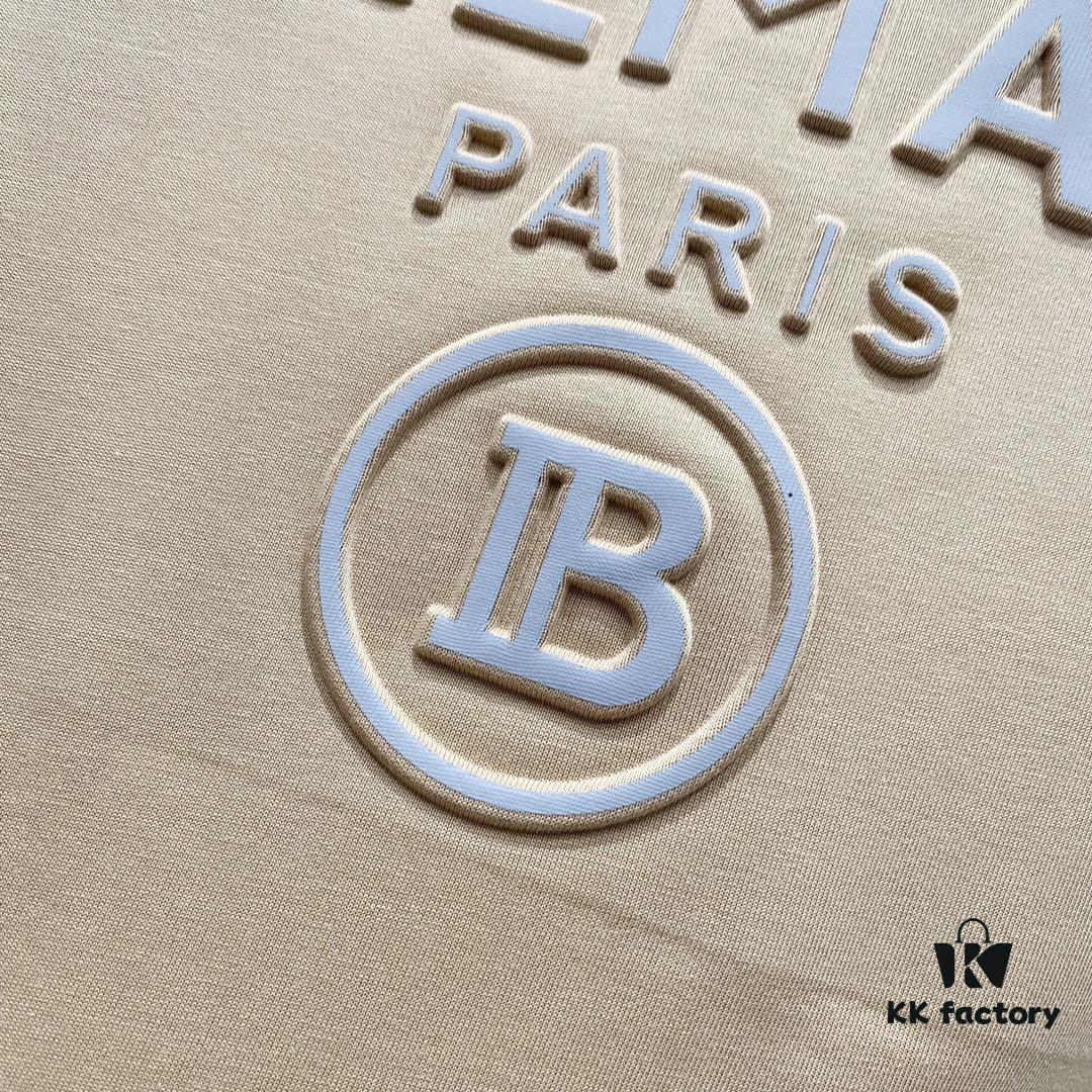 BALMAIN 260g Crew Neck Short Sleeve T-Shirt with Reflective 3M Logo