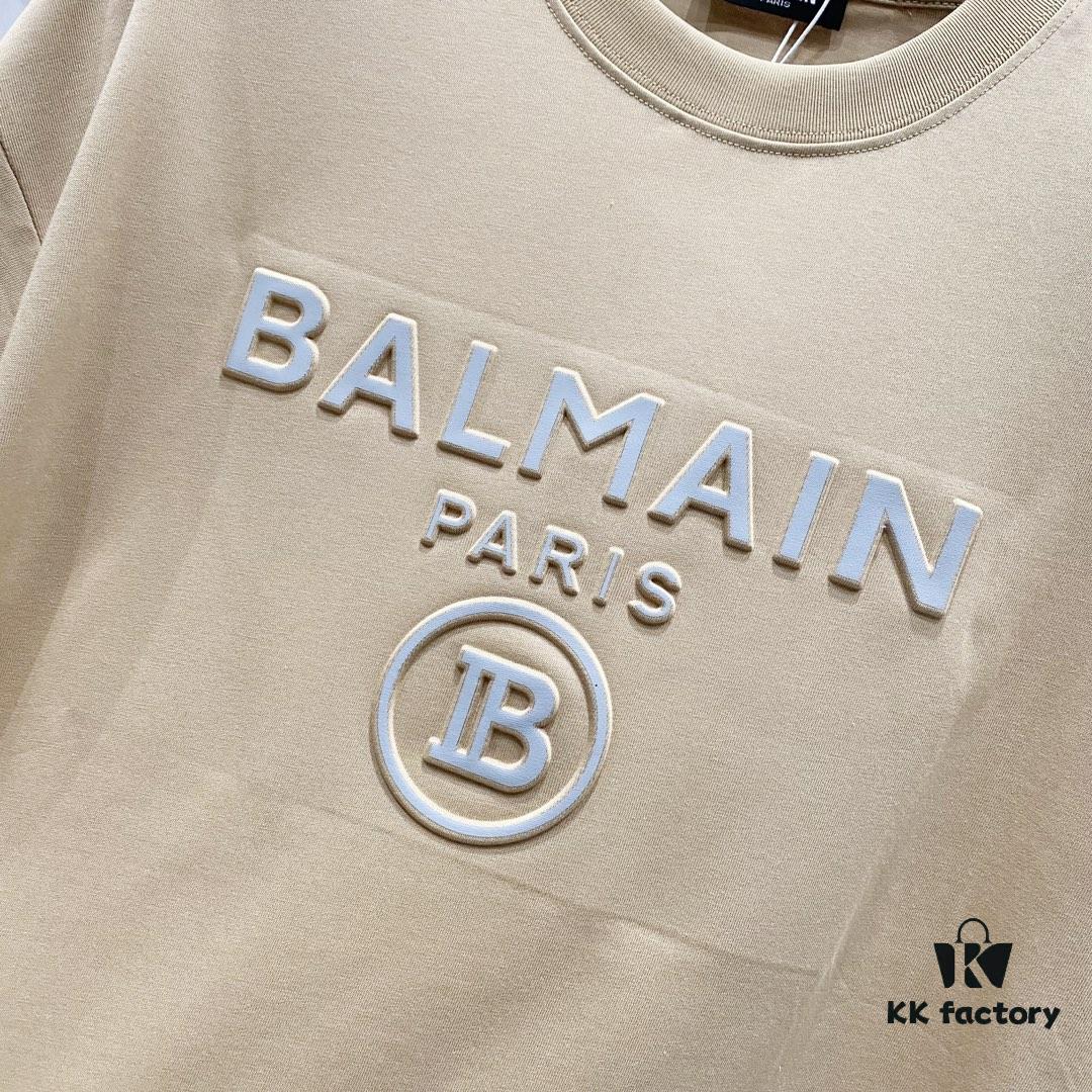 BALMAIN 260g Crew Neck Short Sleeve T-Shirt with Reflective 3M Logo