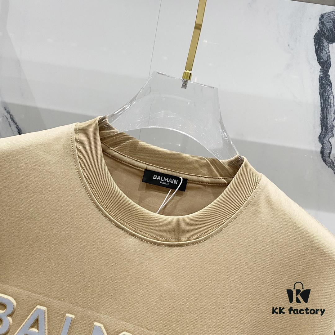 BALMAIN 260g Crew Neck Short Sleeve T-Shirt with Reflective 3M Logo