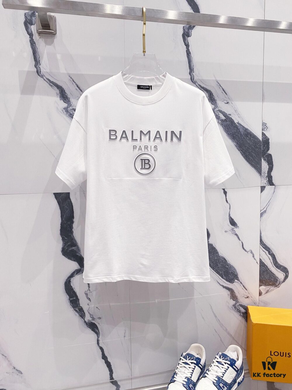 BALMAIN 260g Round Neck Short Sleeve T-Shirt with Reflective 3M Brand Embossed Logo