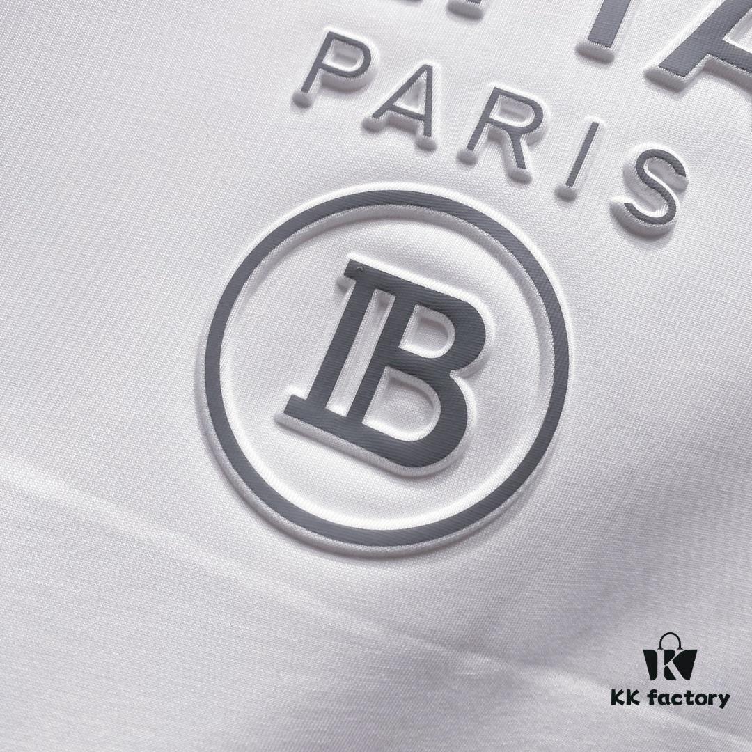 BALMAIN 260g Round Neck Short Sleeve T-Shirt with Reflective 3M Brand Embossed Logo