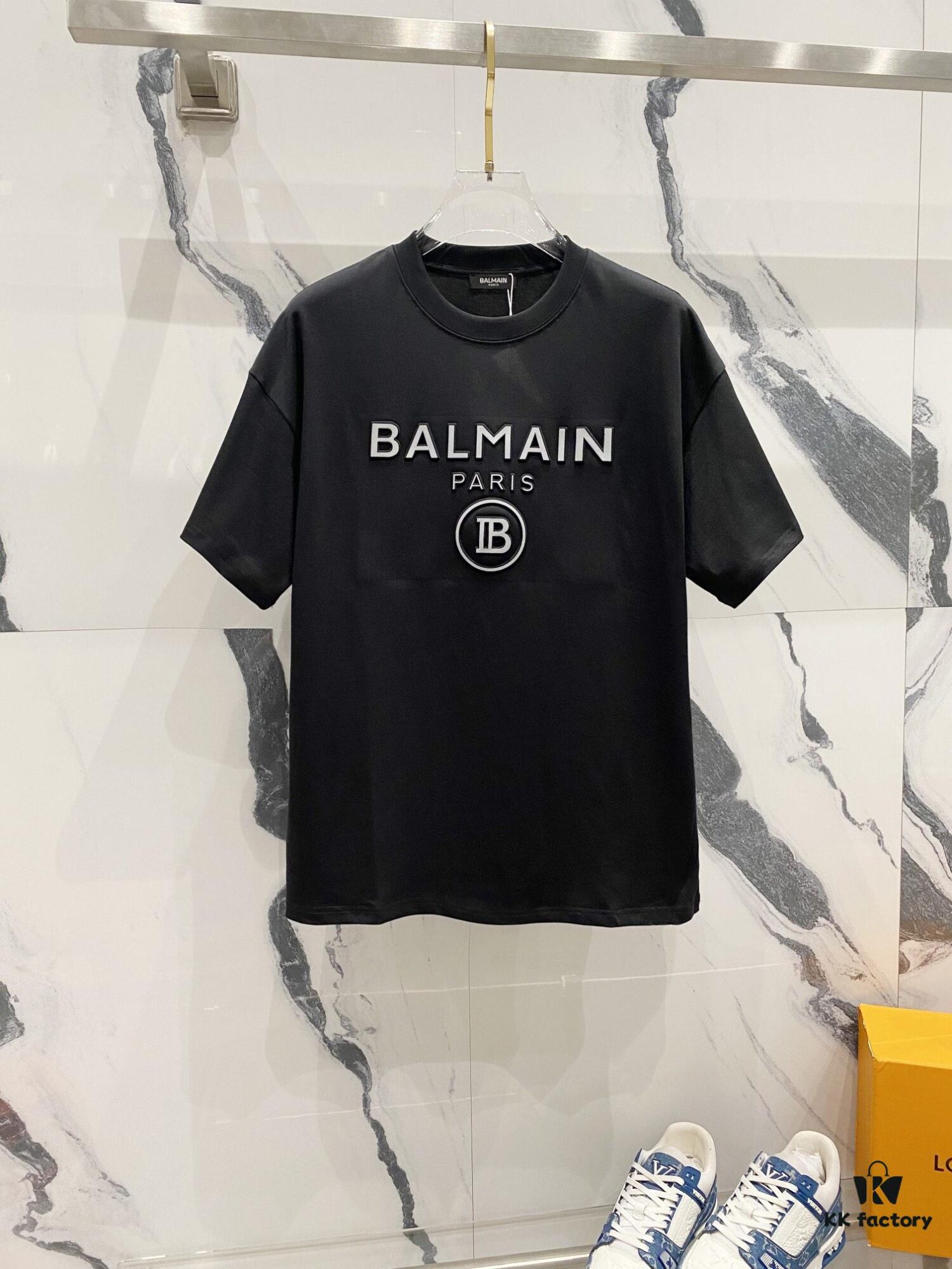 BALMAIN 260g Crew Neck Short Sleeve T-Shirt with Reflective 3M Logo