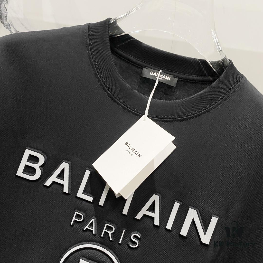 BALMAIN 260g Crew Neck Short Sleeve T-Shirt with Reflective 3M Logo