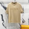 BALMAIN Crew Neck Short Sleeve T-Shirt 260g Classic Gold Foil Logo Print
