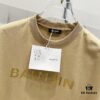 BALMAIN Crew Neck Short Sleeve T-Shirt 260g Classic Gold Foil Logo Print