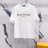 BALMAIN Crew Neck Short Sleeve T-Shirt 260g Classic Gold Foil Logo Print