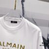BALMAIN Crew Neck Short Sleeve T-Shirt 260g Classic Gold Foil Logo Print