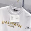 BALMAIN Crew Neck Short Sleeve T-Shirt 260g Classic Gold Foil Logo Print