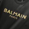 BALMAIN 260g Crew Neck Short Sleeve T-Shirt with Classic Gold Foil Logo Print
