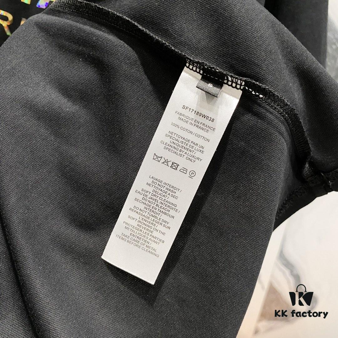 BALMAIN 260g Crew Neck Short Sleeve T-Shirt with Classic Gold Foil Logo Print