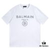 BALMAN Balmain Round Neck Short Sleeve T-Shirt with Minimalist 3D Letter Print Logo, Premium Upgrade