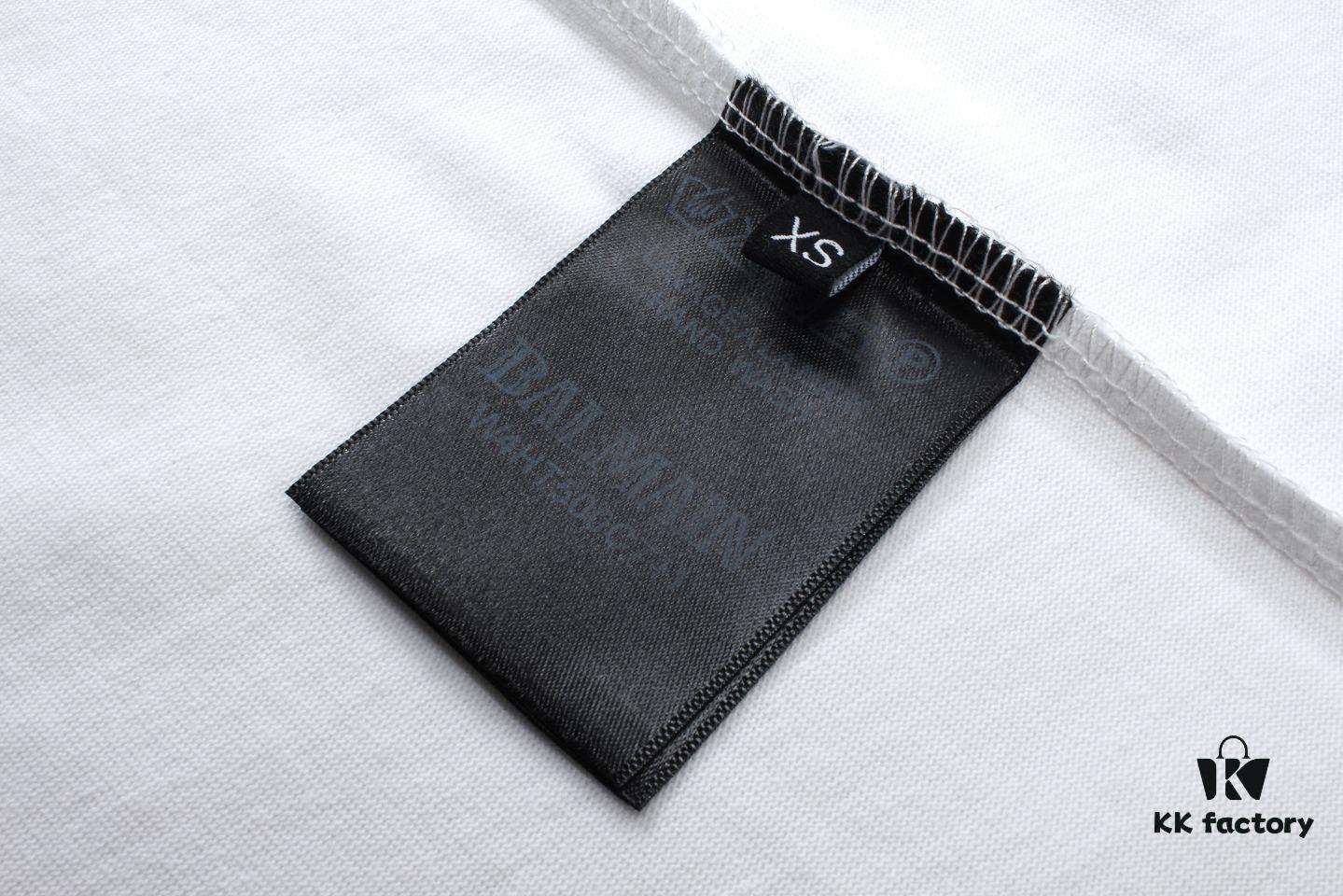 BALMAN Balmain Round Neck Short Sleeve T-Shirt with Minimalist 3D Letter Print Logo, Premium Upgrade