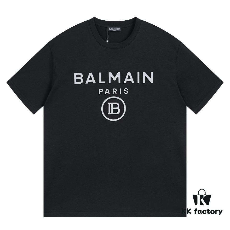 BALMAN Round Neck Short Sleeve T-Shirt with Minimalist 3D Letter Print Logo