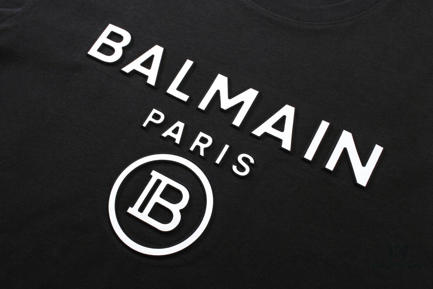 BALMAN Round Neck Short Sleeve T-Shirt with Minimalist 3D Letter Print Logo
