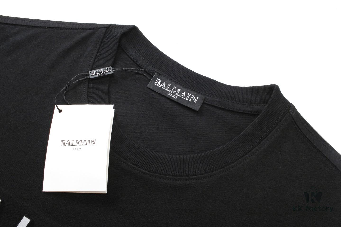 BALMAN Round Neck Short Sleeve T-Shirt with Minimalist 3D Letter Print Logo