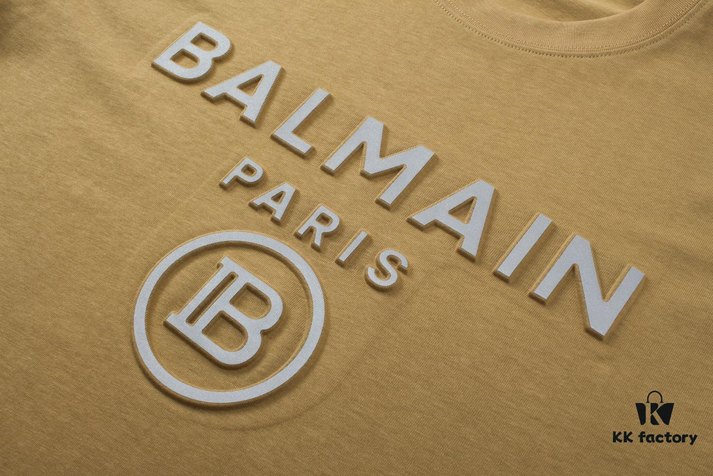 BALMAN Round Neck Short Sleeve T-Shirt with Minimalist 3D Letter Print Logo
