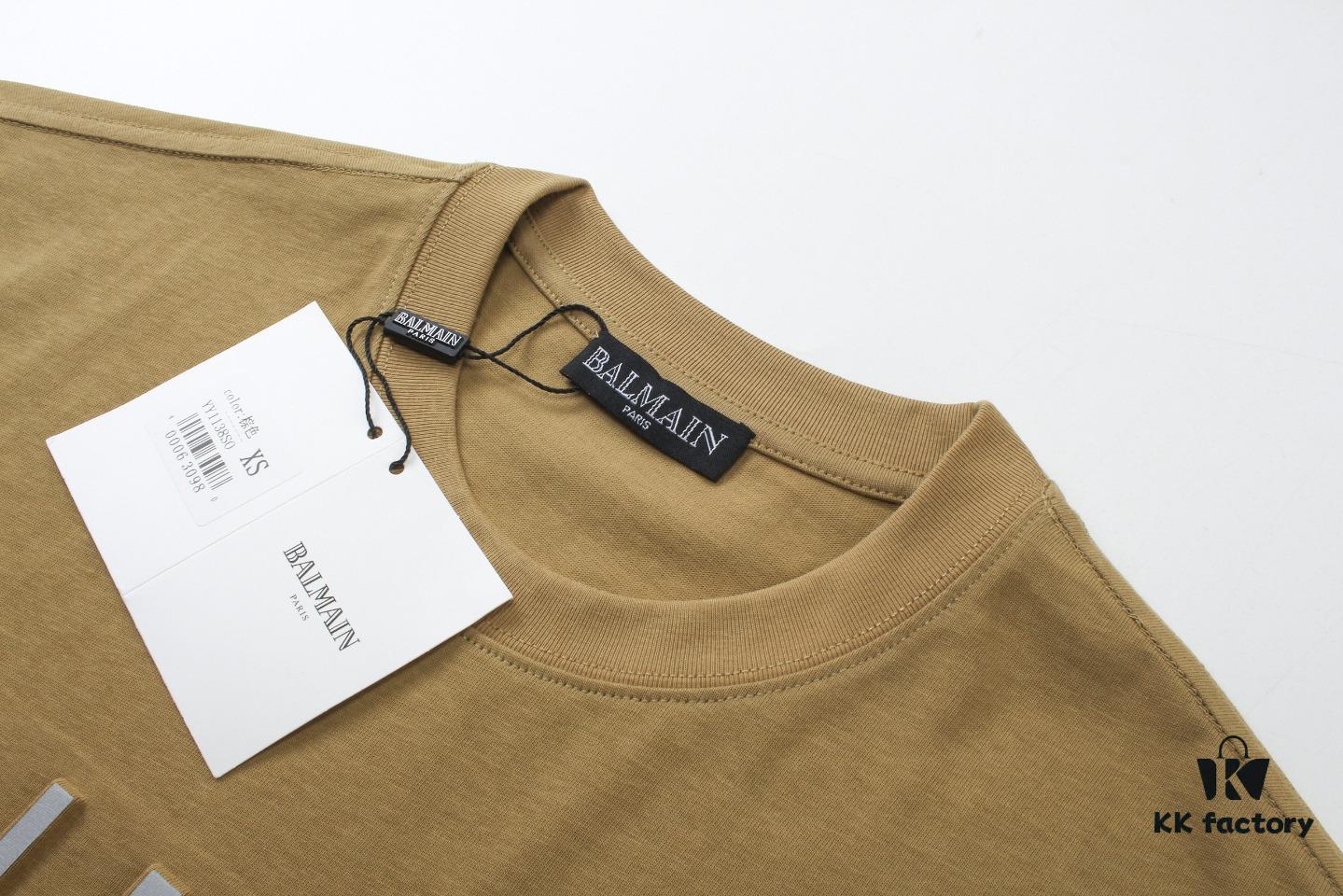 BALMAN Round Neck Short Sleeve T-Shirt with Minimalist 3D Letter Print Logo