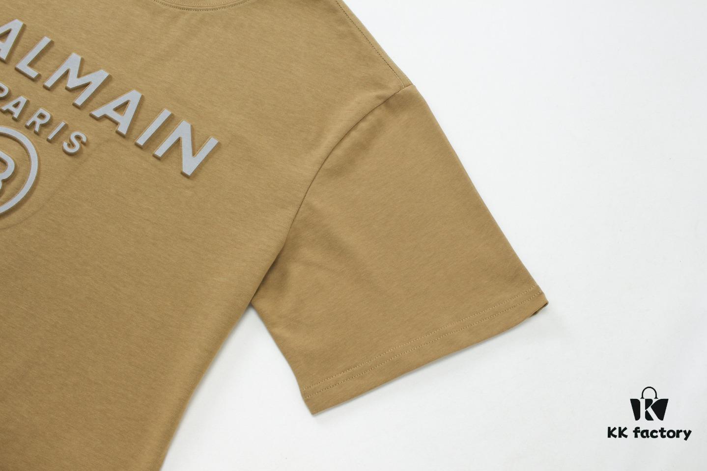 BALMAN Round Neck Short Sleeve T-Shirt with Minimalist 3D Letter Print Logo