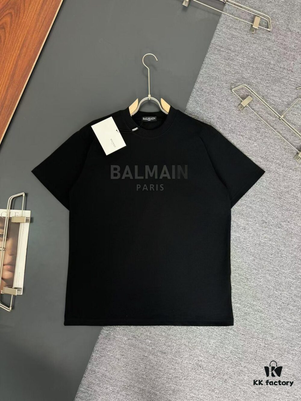 Balmain Heavyweight 320g Cotton T-Shirt, Thick and Breathable Loose-Fit Fashion Short-Sleeve Crew Neck Tee for Spring and Summer
