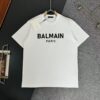 Balmain* 320g Heavyweight Cotton T-Shirt, Thick and Breathable, Loose Fit, Silicone Logo Design, Fashion Round Neck Short Sleeve Tee for Spring and Summer