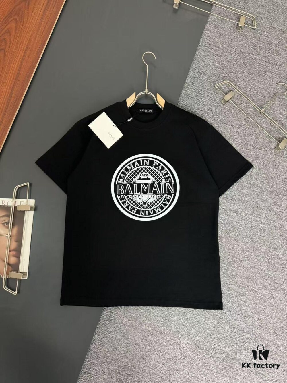 Balmain Heavyweight 320g Cotton T-Shirt, Thick and Breathable Loose-Fit Short-Sleeve Crew Neck Tee, Fashionable Spring and Summer New Arrival with Printed Logo Design