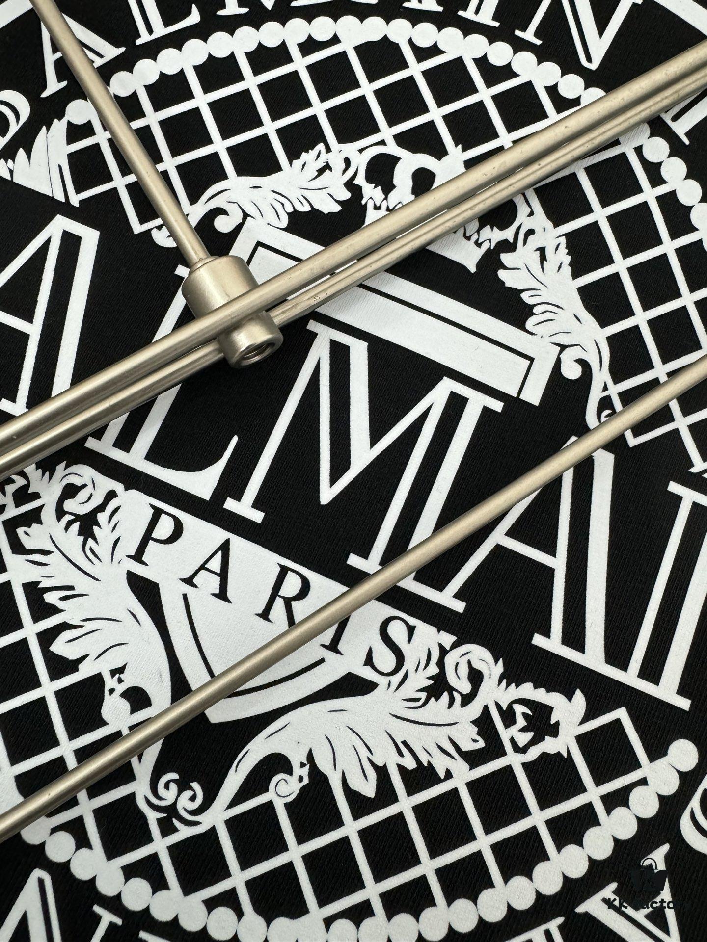 Balmain Heavyweight 320g Cotton T-Shirt, Thick and Breathable Loose-Fit Short-Sleeve Crew Neck Tee, Fashionable Spring and Summer New Arrival with Printed Logo Design