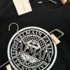 Balmain Heavyweight 320g Cotton T-Shirt, Thick and Breathable Loose-Fit Short-Sleeve Crew Neck Tee, Fashionable Spring and Summer New Arrival with Printed Logo Design