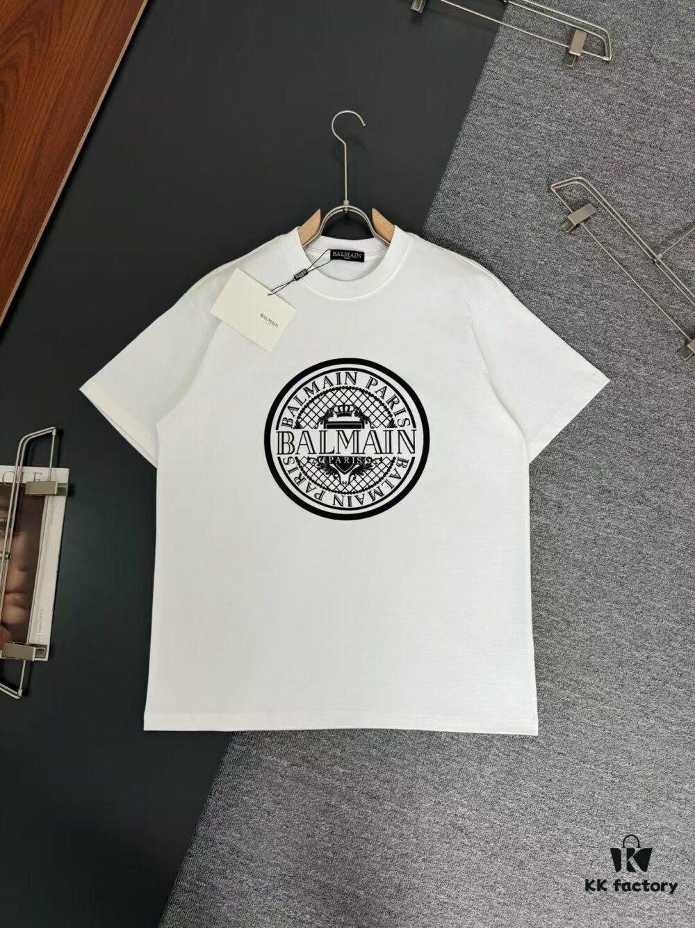 Balmain* Heavyweight 320g Cotton T-Shirt with Logo Print, Breathable Loose-Fit Short-Sleeve Crew Neck Tee