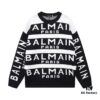 Balmain BALMAIN Letter Logo Striped Knit Sweater Woolen Pullover
