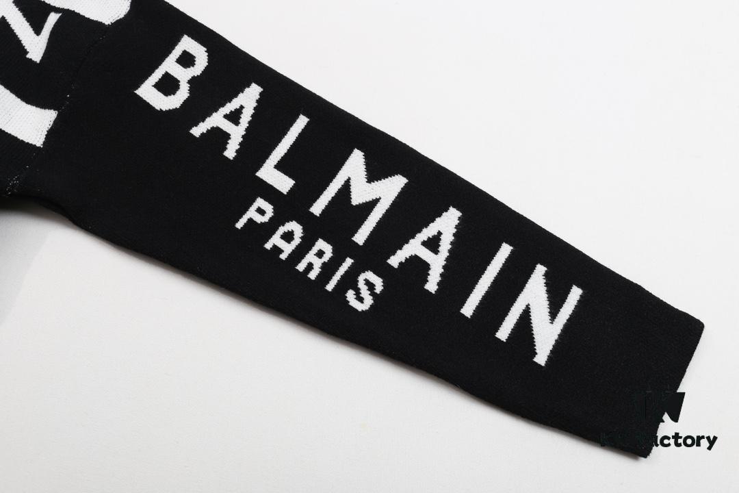 Balmain BALMAIN Letter Logo Striped Knit Sweater Woolen Pullover