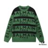 Balmain Letter Logo Striped Knit Sweater Woolen Pullover
