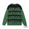Balmain Letter Logo Striped Knit Sweater Woolen Pullover