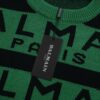 Balmain Letter Logo Striped Knit Sweater Woolen Pullover