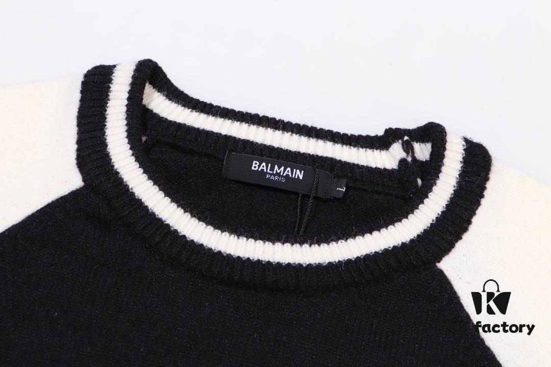 Balmain BALMAIN 2024 Autumn/Winter New Arrival Sweater with Classic Logo Jacquard on Back