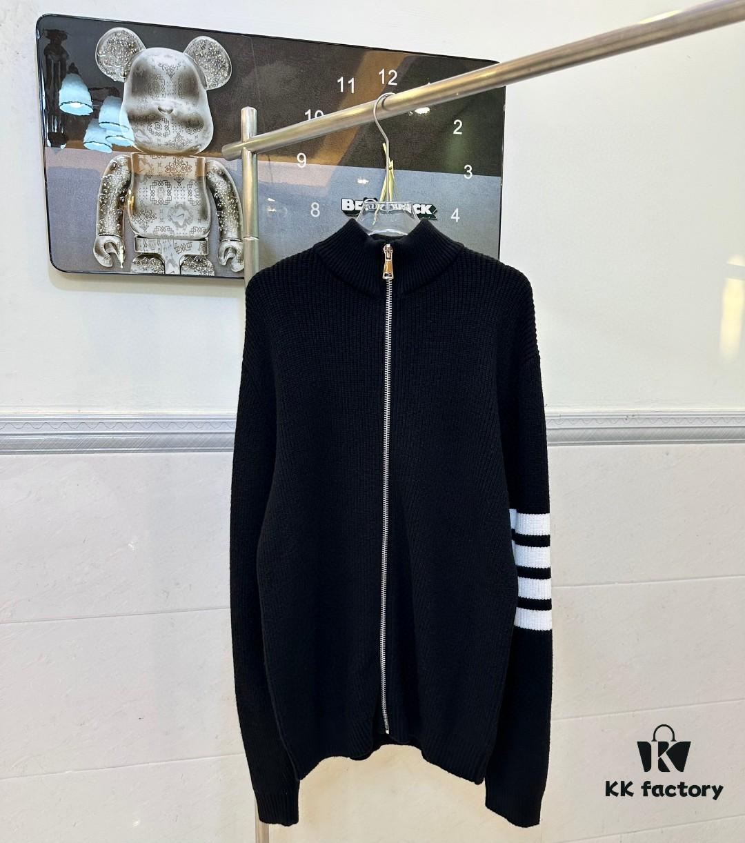 Thom Brown Three-Stripe Knit Cardigan Jacket