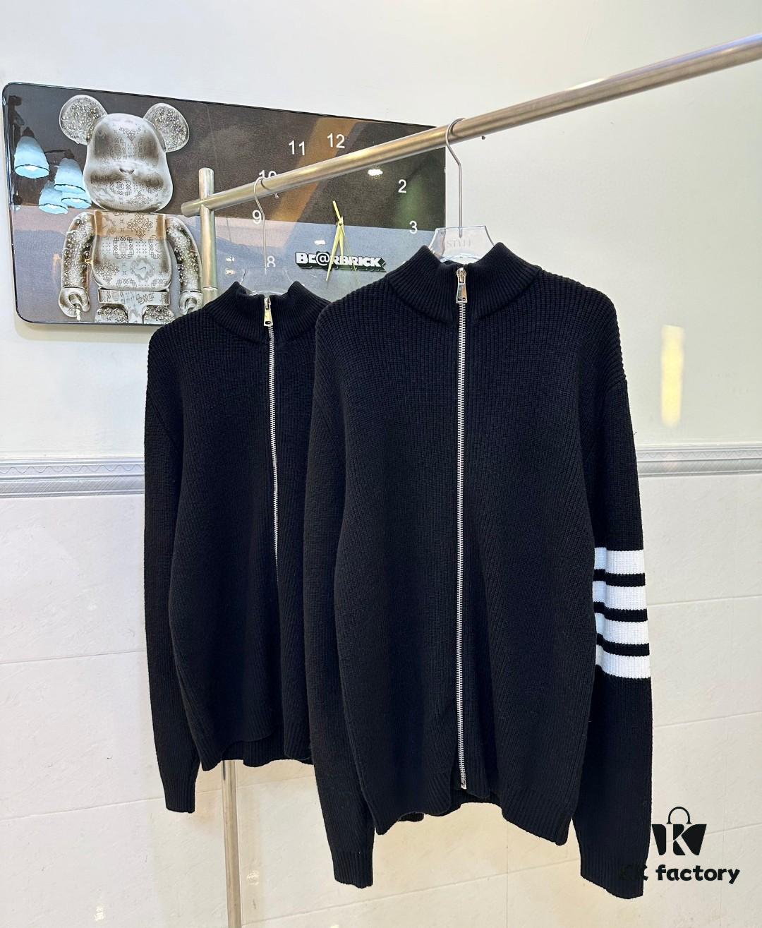 Thom Brown Three-Stripe Knit Cardigan Jacket