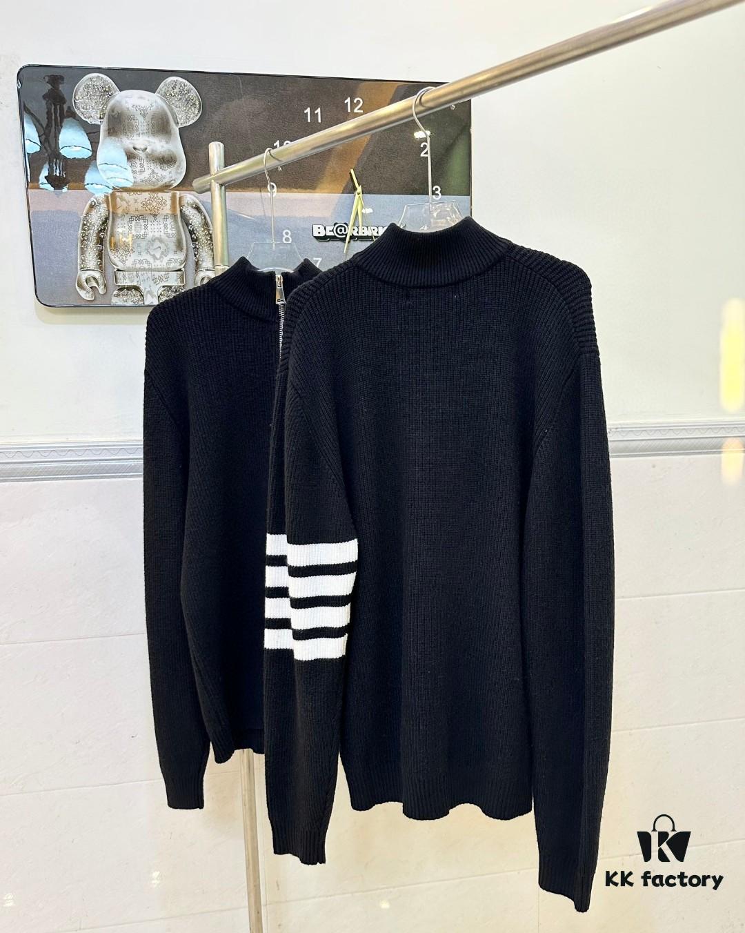 Thom Brown Three-Stripe Knit Cardigan Jacket